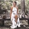 Women Halter Neck Chiffon Dress Floral Print Sleeveless Split Backless Long Dress Boho Dress