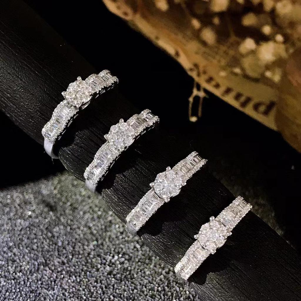 Cold wind simple irregular diamond ring female personality temperament versatile non-fading niche fairy ring jewelry