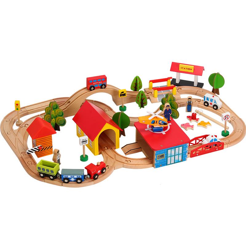 69-Piece Wooden Train Set for Kids - Educational Assembly Toy for Parent-Child Play