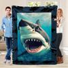Tiefsee-Hai-Thema Flanell bedruckte Decke geeignet für alle Jahreszeiten geeignet für Wohnzimmer Büro Sofa und Reisen 180x250CM