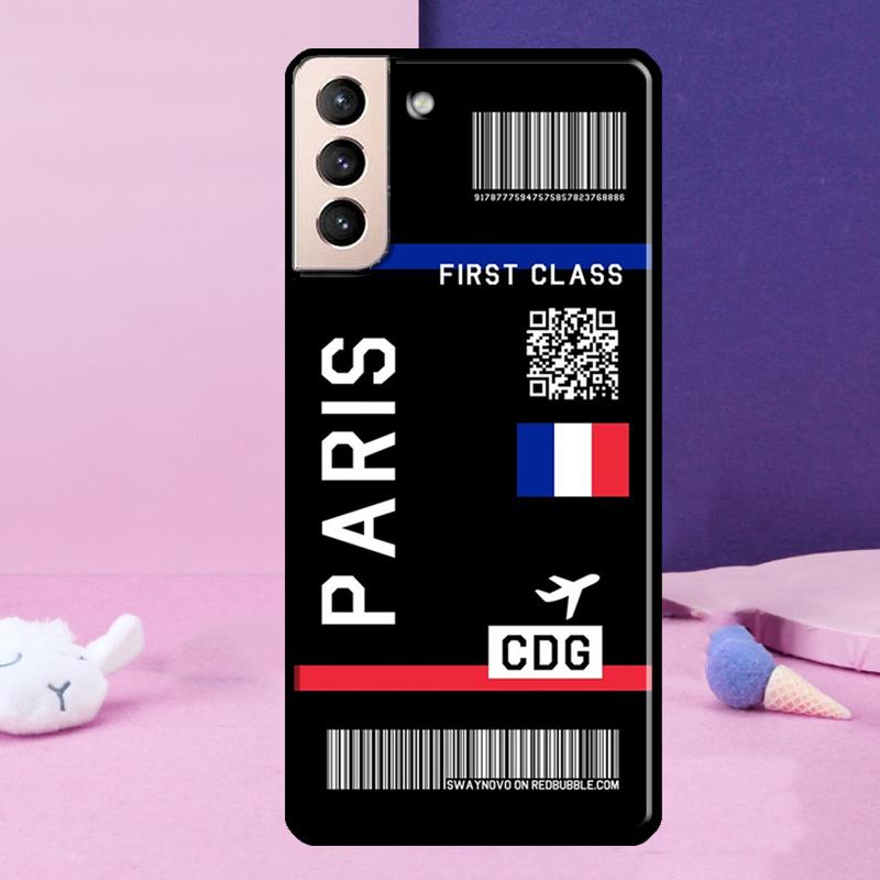 Boarding Pass Plane Ticket Case For Samsung Galaxy S23 S22 Ultra S21 S20 FE Note 10 20 Ultra S8 S9 S10 Plus Cover