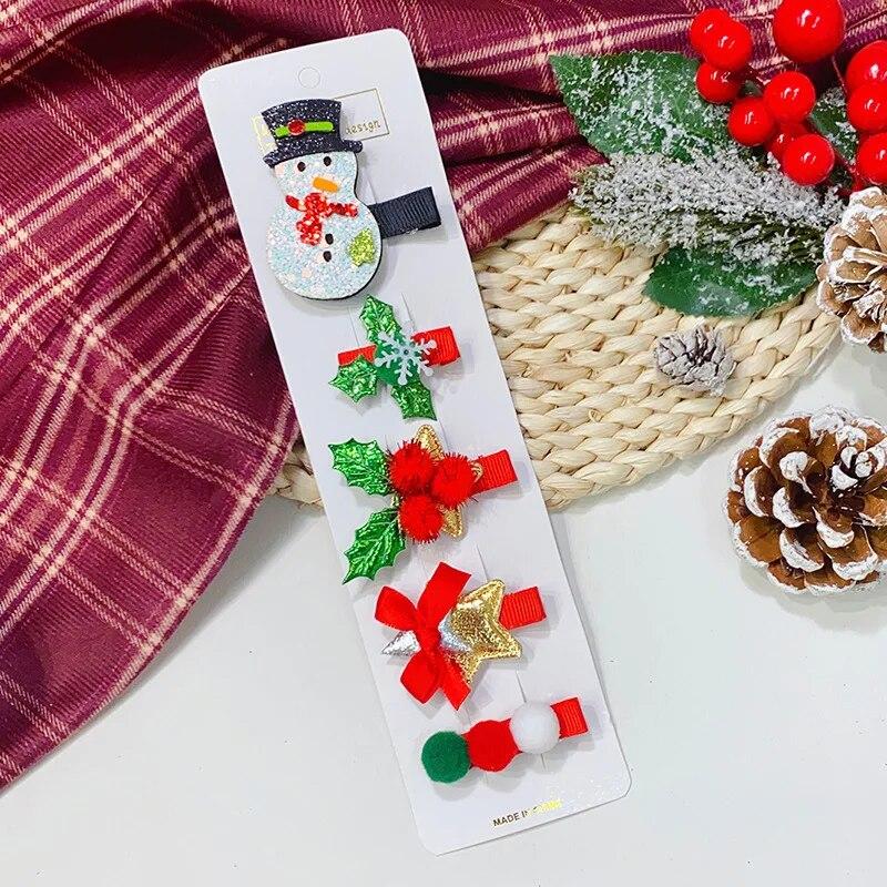 Weihnachts-Elch-Haarspangen-Set mit Schleife, niedliche Cartoon-Haarnadeln, Haarspangen, seitlicher Clip, Kopfbedeckung, Mädchen, Kinder, Haar-Accessoires, Party-Geschenke