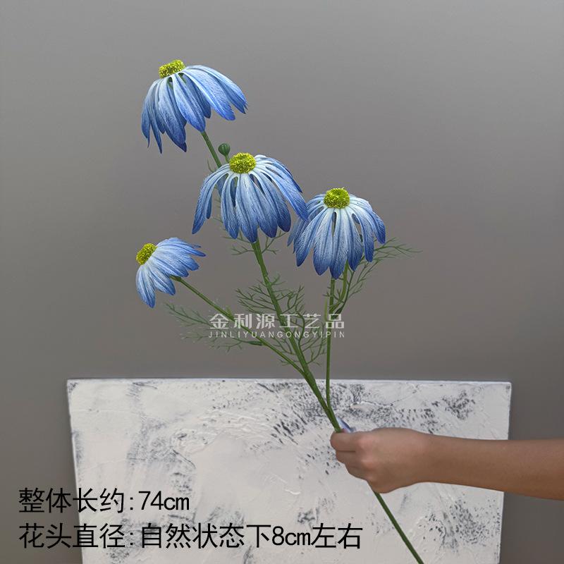 Artificial 4 Heads Echinacea Purpurea Flower Simulated Chrysanthemum Flower Branch for Wedding Party Floral Decoration 6 pieces