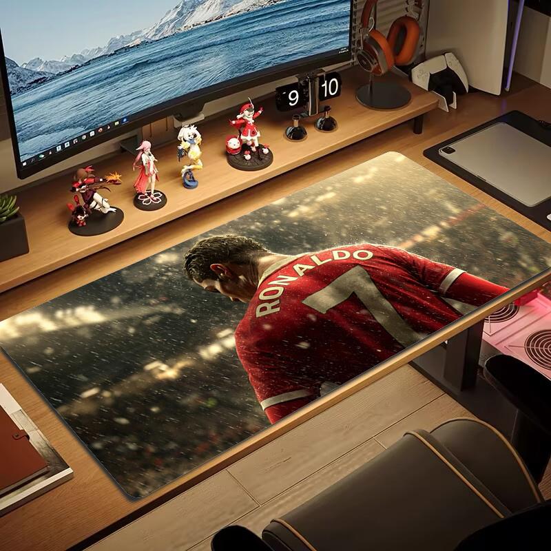 Tappetino Mouse C Ronaldo Grande Cuscino per Tavolo da Gioco Antiscivolo Laptop Tablet Mousepad Grande Tappetino XXL Mini PC Playmat Con Bordo Lock_XIA