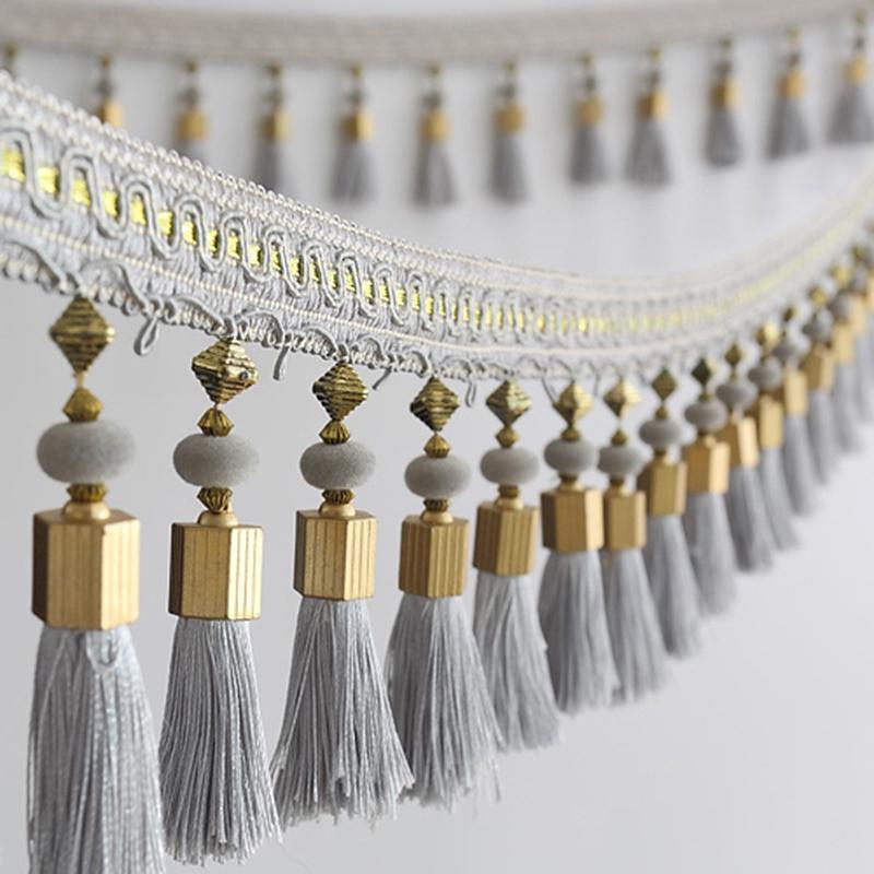 1M Tassel Beaded Fringe Trim Sewing Lace Crafts Trimmings Edging Curtain Accessories Pendant Cushion Table Upholstery Sofa Decor