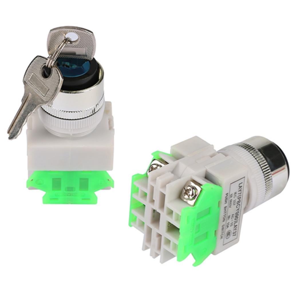 3 Position Key Operated Rotary Switch 2 Keys 22mm Mount LAY3720Y31