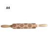 Christmas Elk Pattern Kitchen Supplies Rolling Pin Wooden Laser Carving Roller Embossed Rolling Pin Household Baking Small Tools