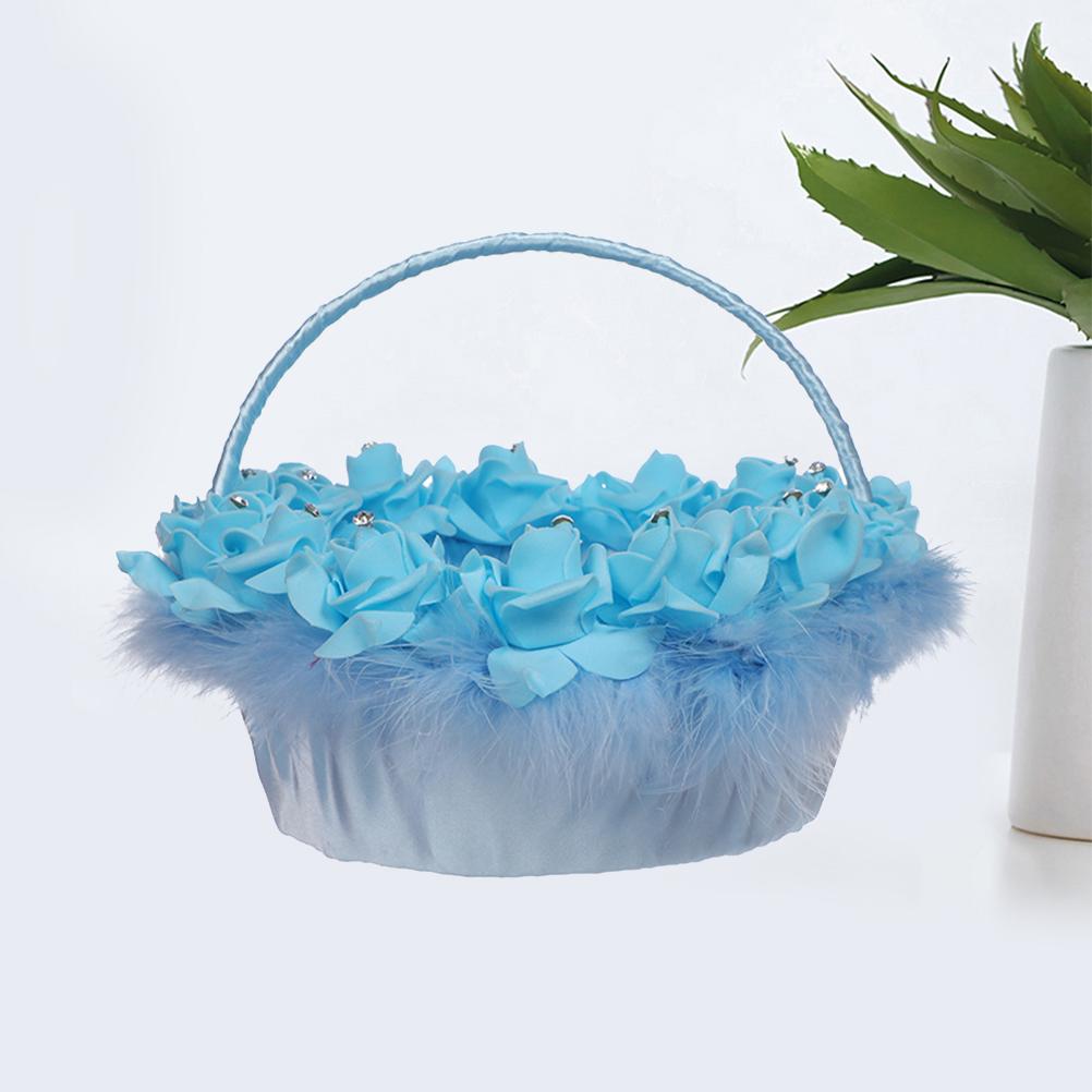 Panier en osier pour fleurs, bonbons joyeux, mariage, paniers roses délicats pour fleurs de mariée