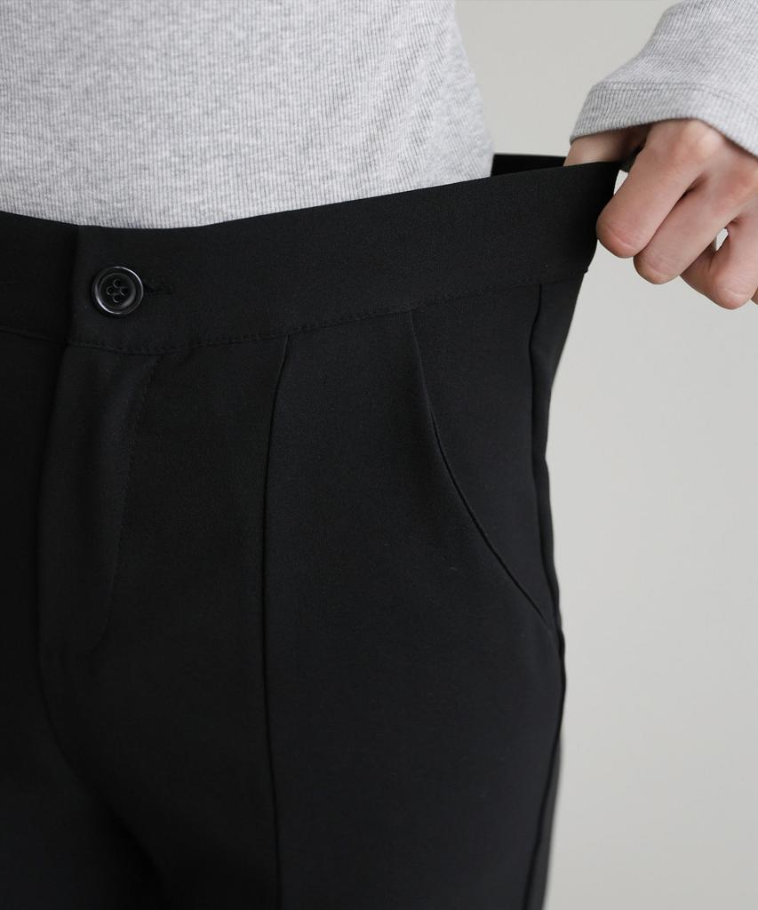Jikeulib Secret Banding Front Line Slit Semi-Bootcut Slacks