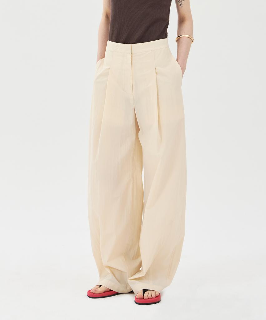 PINBLACK Tuck Detail Wide Fit Pants Beige