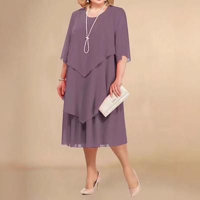 Women's Chiffon Dress, Loose-fitting, Layered Ruffled Dress, Plus-size Evening Dress for Women