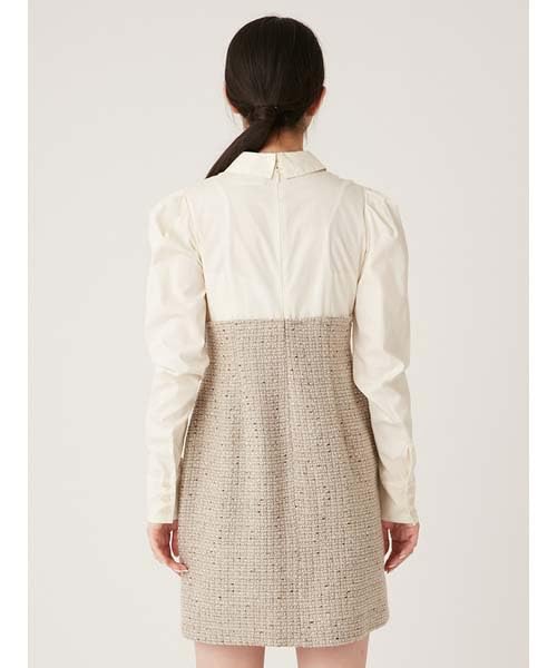 Lily Brown CANDY STOCK Front Beaded Dress L.B. Two-Tone (LWFO244812) Women's (BEG)