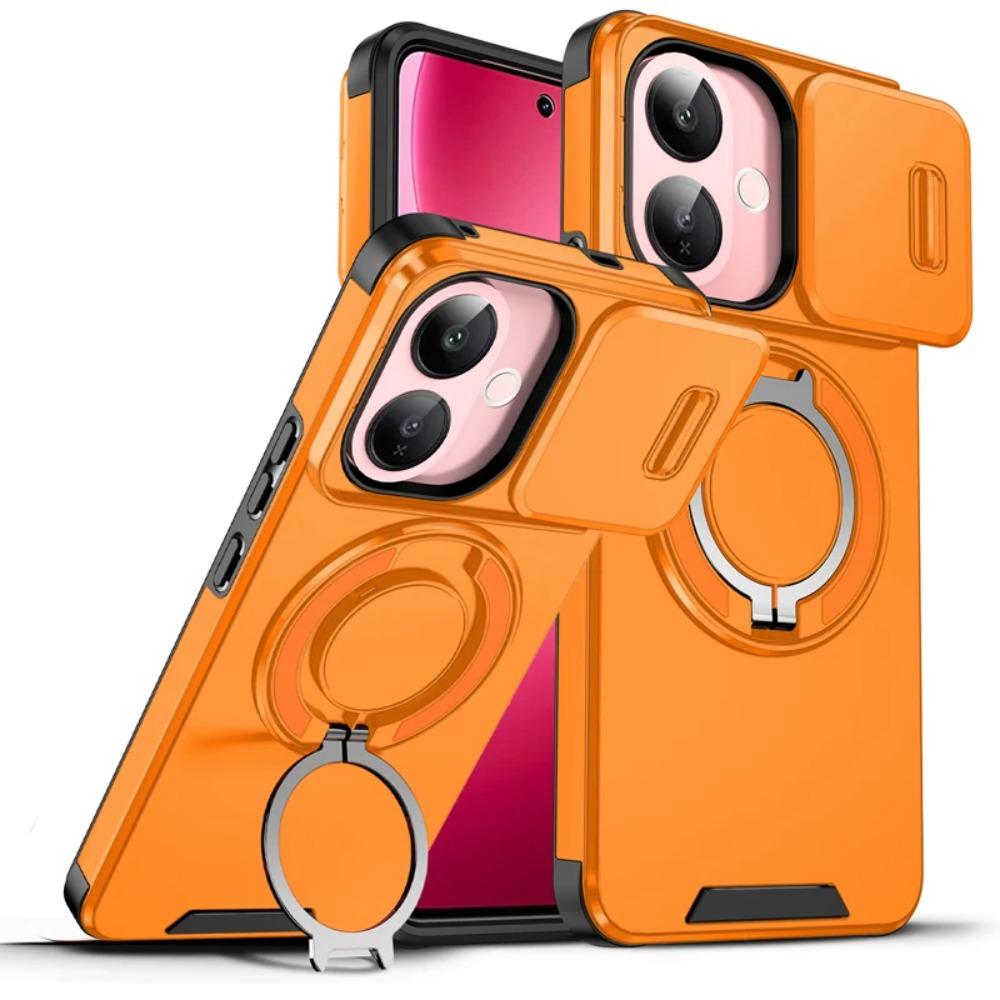 Heavy Duty Car Magnetic Metal Ring Bracket Phone Case For VIVO V60 Lite 5G Shockproof Rugged Armor Slide Camera Protective Cover