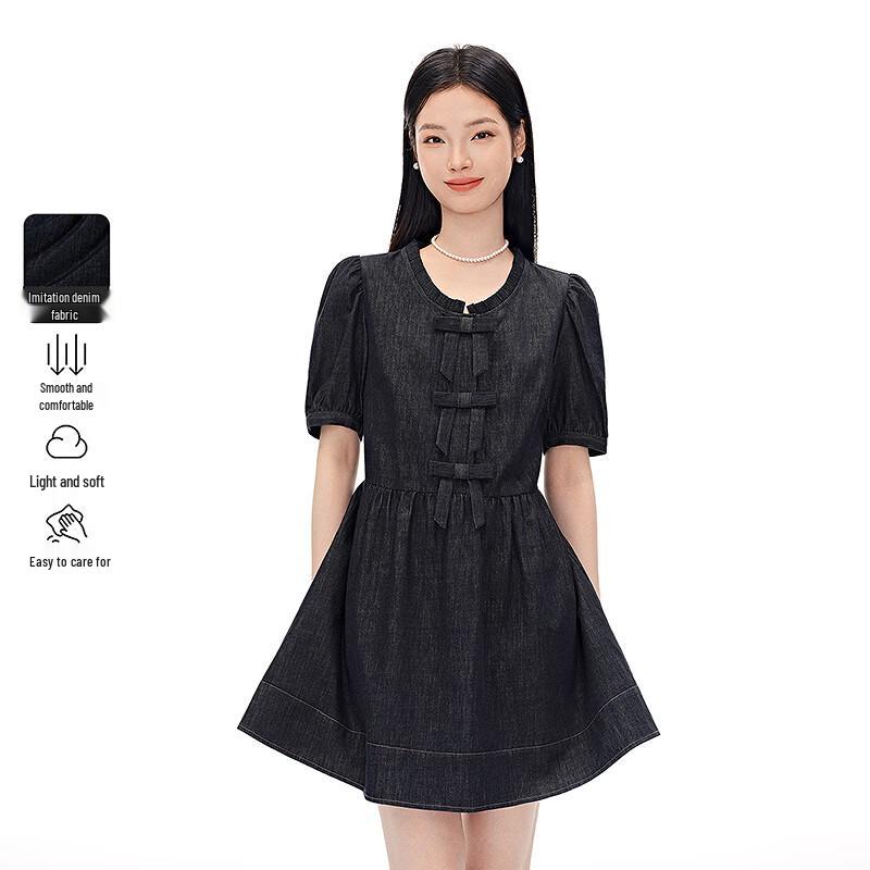 LEDIN Women s Denim Short Sleeve Dress L
