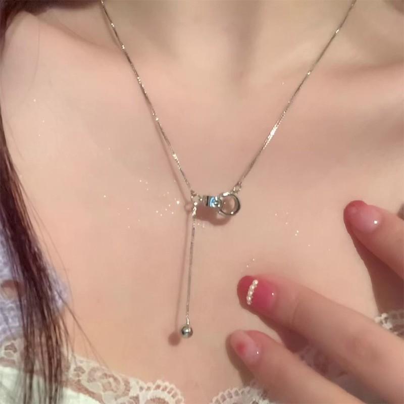 Double Layered Camellia Necklace for Women's Light Luxury Fashion Design Necklace Neck Chain Tassel Collarbone Chain Jewelry Gift