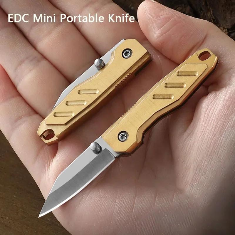 EDC Mini Folding Knife Brass Portable Keychain Open Box Disassembly Express Knife Outdoor Portable Sharp Fruit Knife
