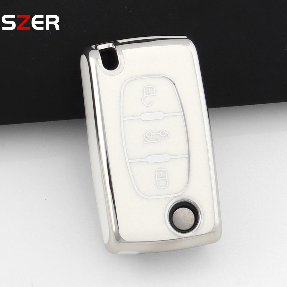 For Citroen C2 C3 C4 C5 C6 Xsara Berlingo For Peugeot 207 307 308 407 607 807 Fashion Tpu Car Key Case Cover Keychain Fob Shell