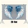 2D background banner, blue angel wings background - bird feather pattern photography background fabric, polyester
