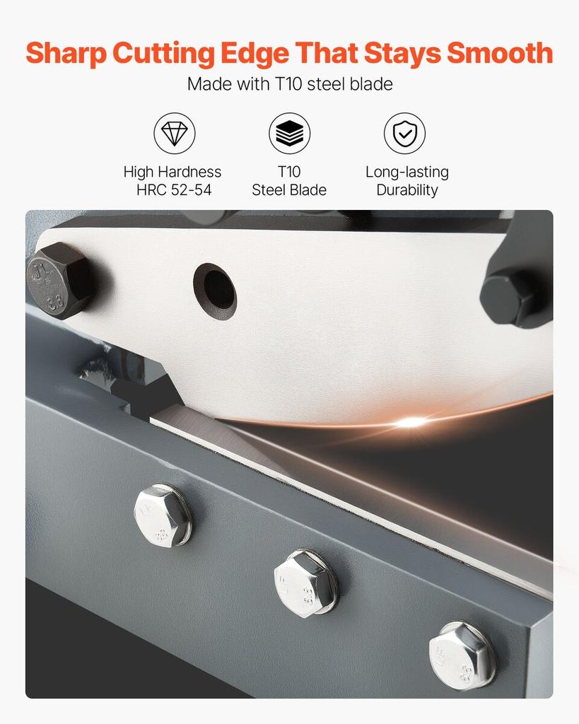 Sheet Metal Shear, 155 Mm Manual Hand Plate Shear, Heavy Duty Mounting Type Sheet Cutter with Solid Steel Frame, High Precision, Extended Handle for