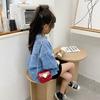 Cute Little Girls Mini Shoulder Bag For Kids Coin Purse Small Handbags Lovely Patent Leather Peach Heart Crossbody Shoulder Bag