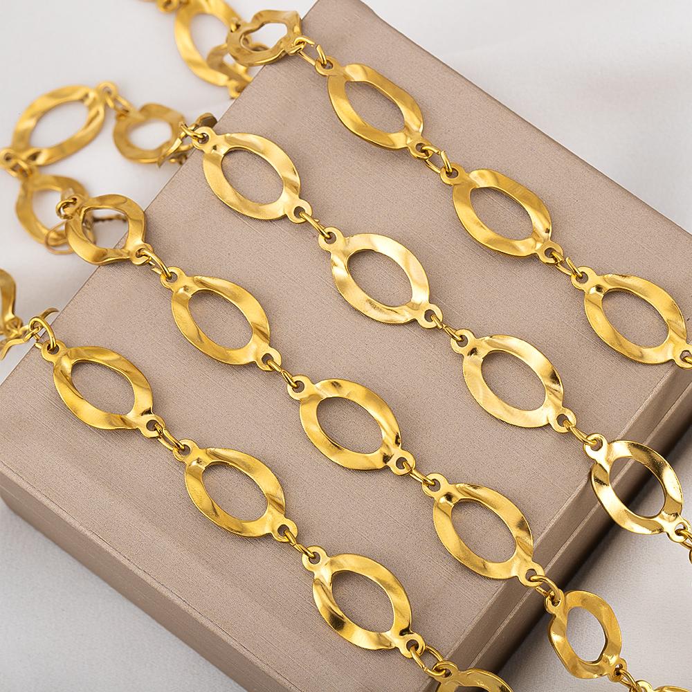 1Meter PVD Plated Stainless Steel 11x21.5mm Big Hole Circle Chains Jewelry Making Link Chain DIY Necklaces Bracelets Wholesale