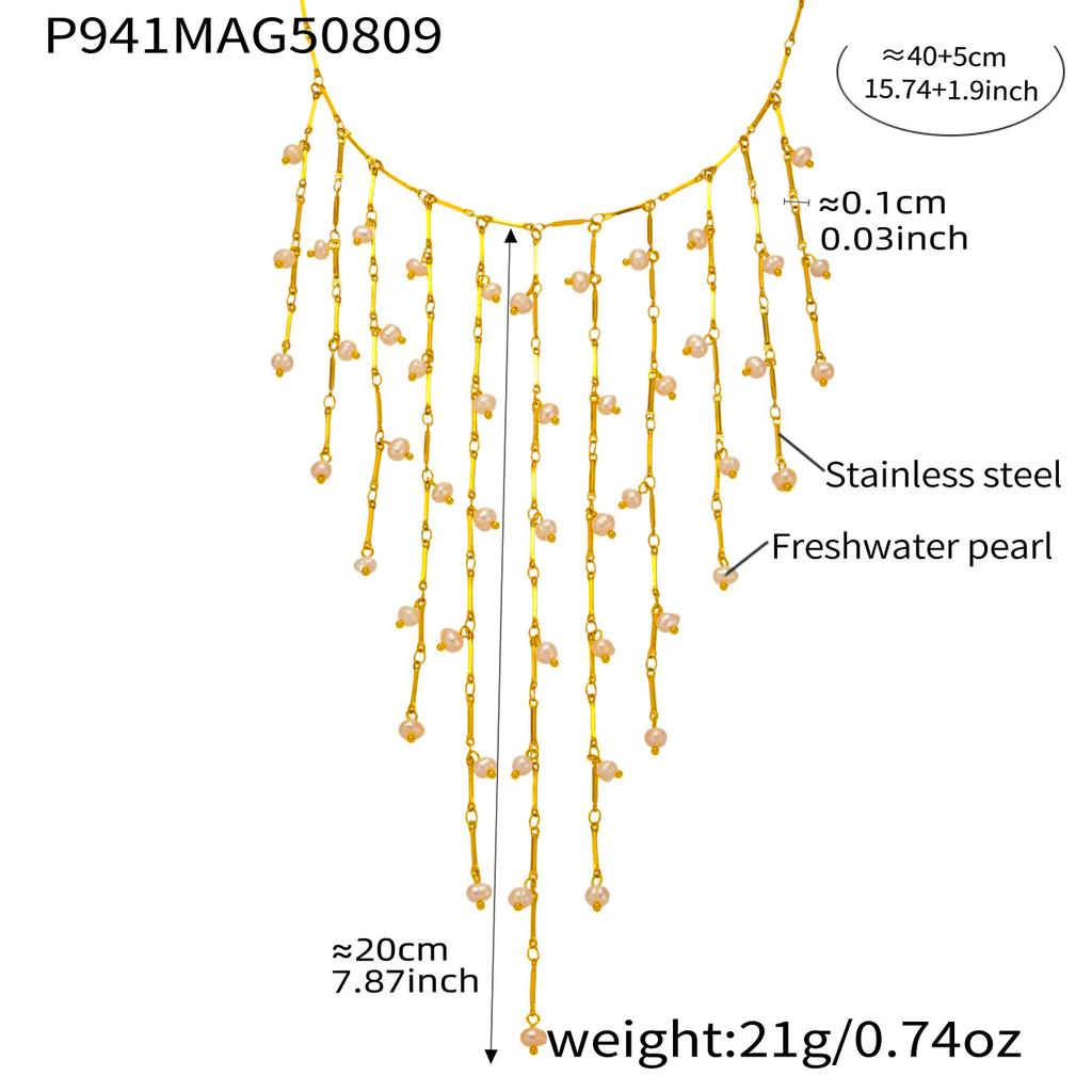 Sweet Fringe Necklace In Stainless Steel 18k Gold Plated Waterproof Non Tarnish Collar Cascade Long Tassels Necklace For Women