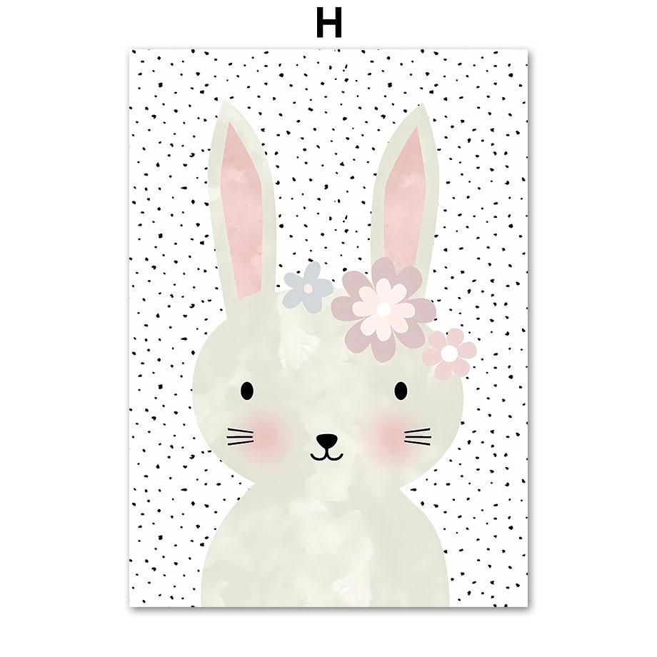 Boho Rabbit Flower Sun Rainbow Nursery Wall Art Canvas Painting Nordic Posters And Prints Pictures Baby Kids Room Bedroom Decor