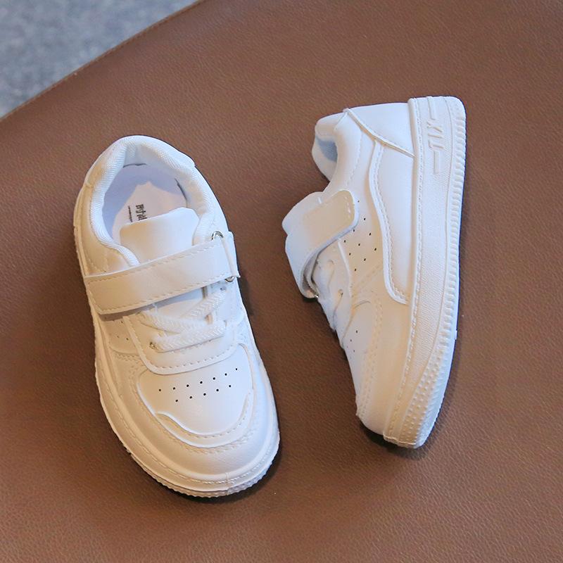 Kids White Sneakers Spring Autumn Boys Girls PU Leather Soft Sole Casual Sports Shoes Baby Toddler Flat Trainers