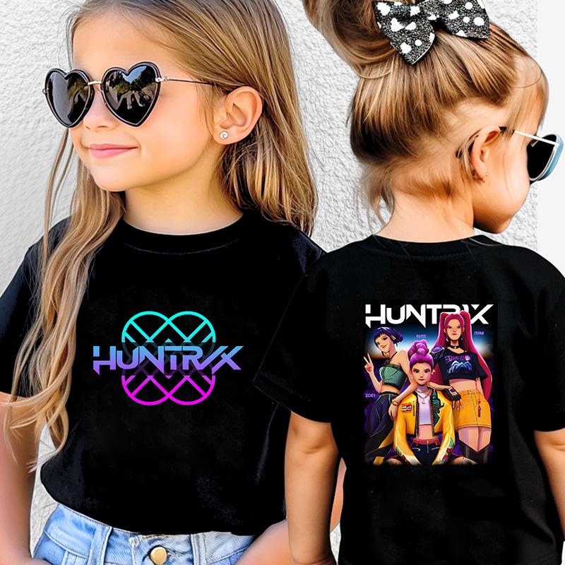 Kpop Hunter Girls' Korean Printed Short Sleeve Medium to Small Kids' T-Shirt