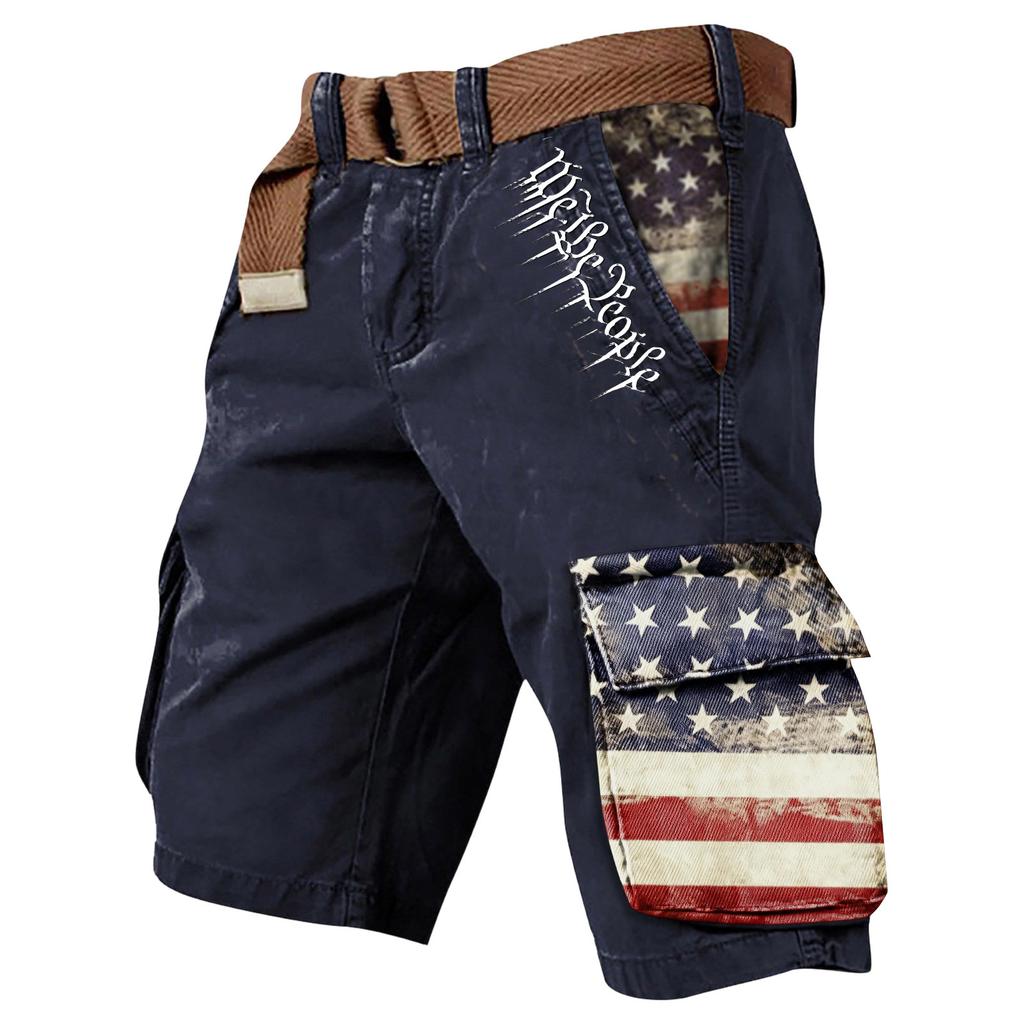 Men's Summer Printed Outdoor Shorts Men's Loose Multi-Pocket Shorts