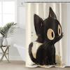Cute Black Cat Shower Curtain, Waterproof and Mildew-Resistant for Adorable and Whimsical Bathroom Decor, Durable Design