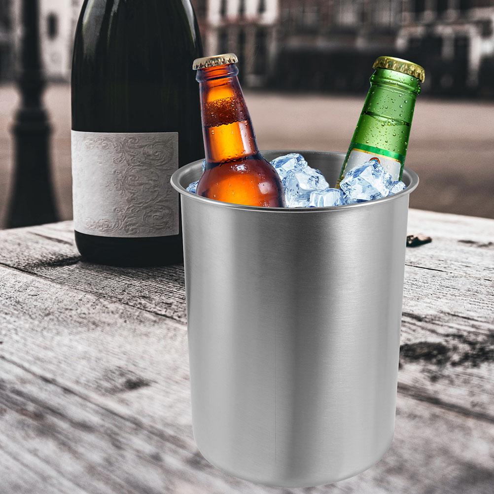 Eiswürfelbehälter aus Edelstahl für die Bar, Metalleimer zum Kühlen von Getränken, kleiner Blumeneimer