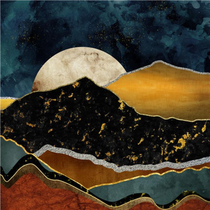 

Скандинавская луна, красное солнце, сочетание абстрактного горного триптиха, гостиной, дивана, фона, украшения стены, картина без рамы 40X40cm No Frame