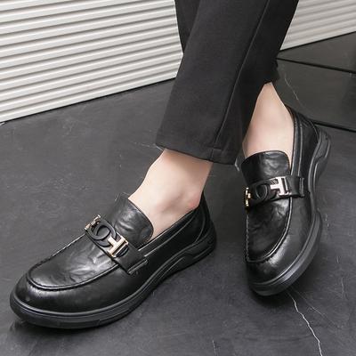 Nieuwe Designer Heren Leren Schoenen Trend Luxe Merk Zakelijk Puntige Neus Leren Schoenen Casual Schoenen Leren Gesp Heren Loafers