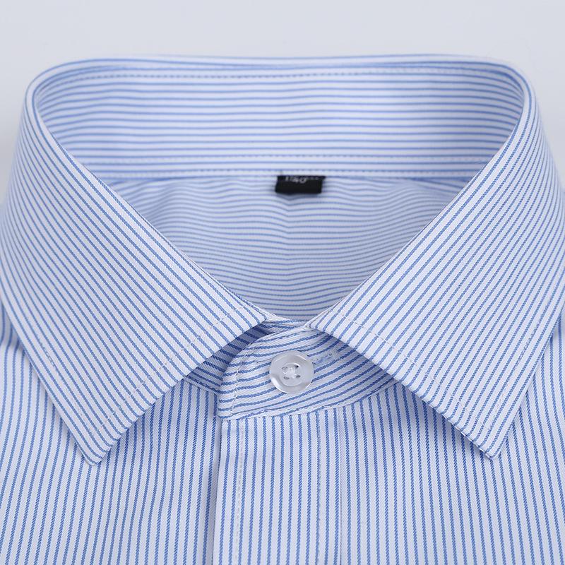 2025 Men's Non-Iron Long Sleeve Blue Striped Shirt: Spring & Autumn Business Wear