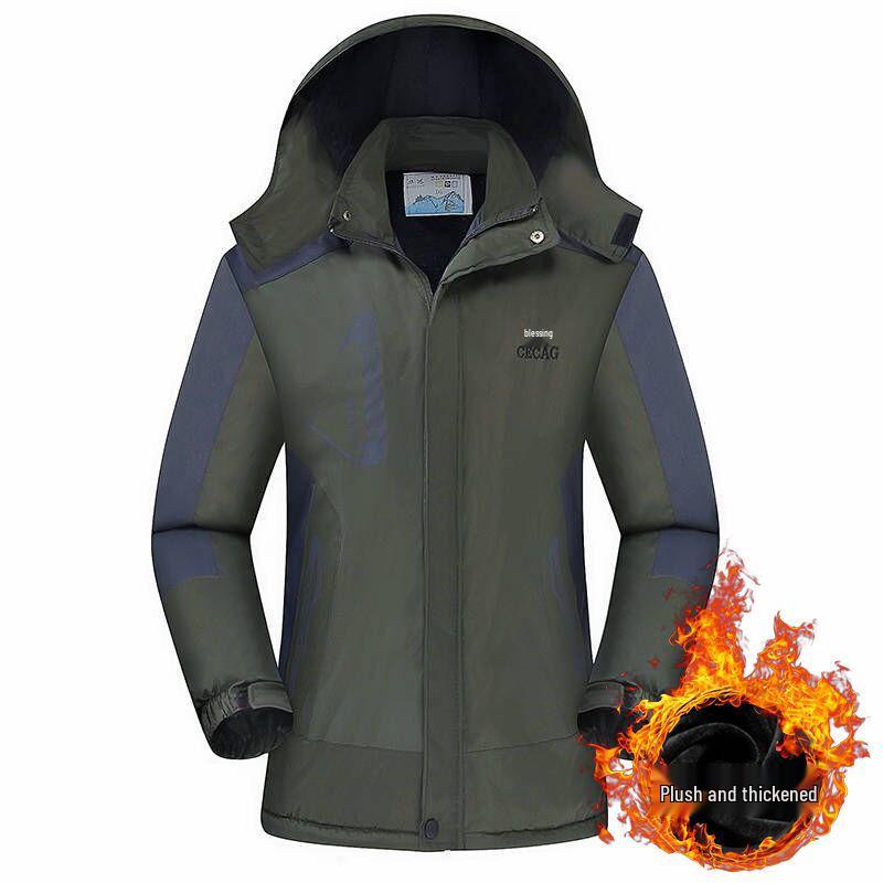 Men's Plus Velvet Thick Cotton Padded Windbreaker Coat - Winter Casual, Warm, Loose Fit, and Plus Size.