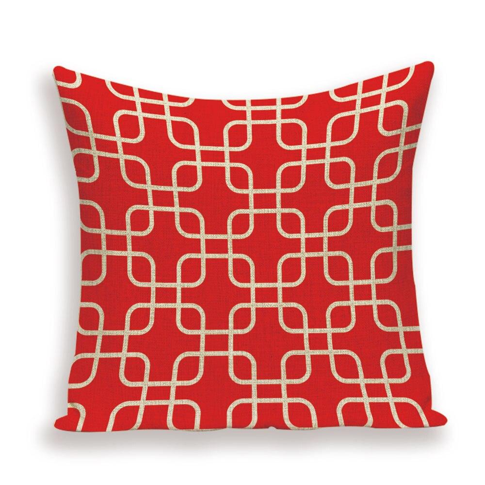 💰Koupit online Nordic Simple Throw Pillow Case Red Stripe Geometric Cushion Cover Linen Home