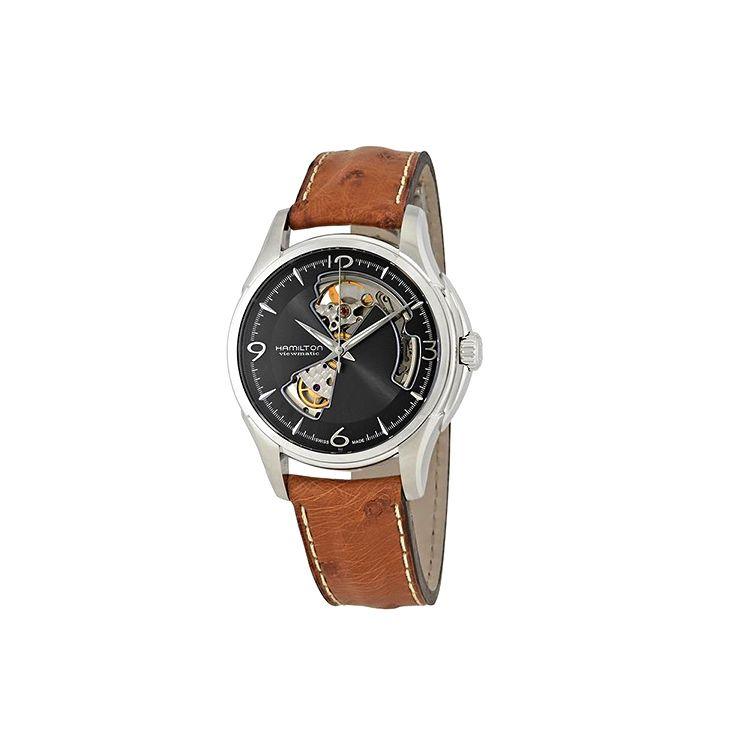Hamilton Jazzmaster Automatic Mechanical Movement 50M Water Resistant Watch 40Mm Black Dial Stainless Steel Case Genuine Leather Strap H32565585
