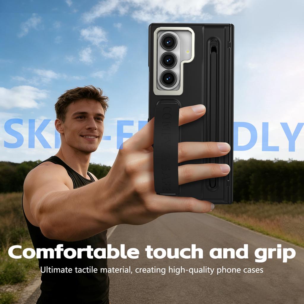 Applicable to Samsung ZFold7 Folding Mobile Phone Case Lens Holder 6/5 Wristband Case Film Integrated Stylus Case