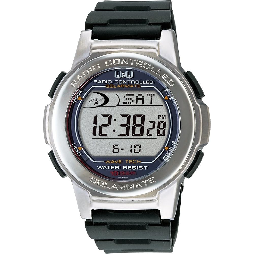 [Citizen Q&Q] MHS5-300 Digital Radio Wave Solar Waterproof Date Urethane Strap Watch, Silver