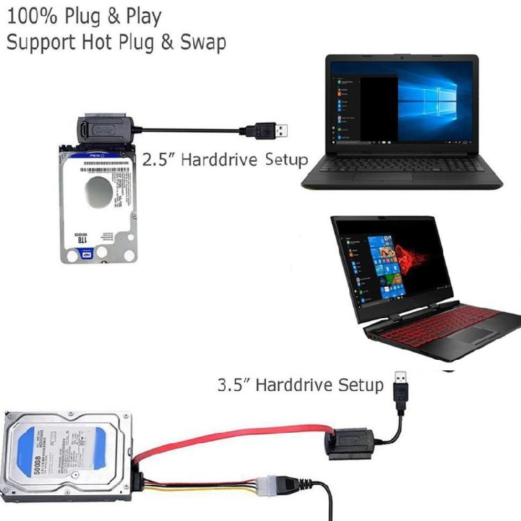 Versatility USB2.0 to IDE Connectors for Hard Disks and ROM with Power Adapter Data Transfer Cable