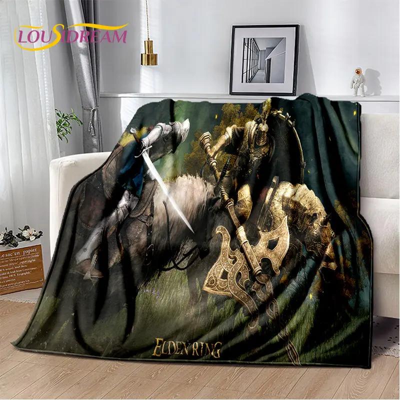 Elden Ring Jeu Joueur Couverture Peluche Douce Imprimée en 3D, Couverture Flanelle Couverture Jetée pour Salon Chambre à Coucher Lit Canapé Couverture Pique-nique