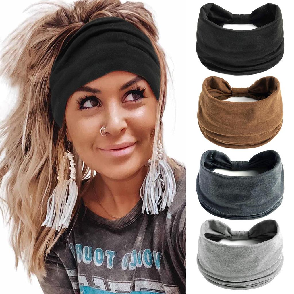 Women's Solid Color Elastic Yoga Headband - Wide, Sweat-Absorbing Sport Macaron Design