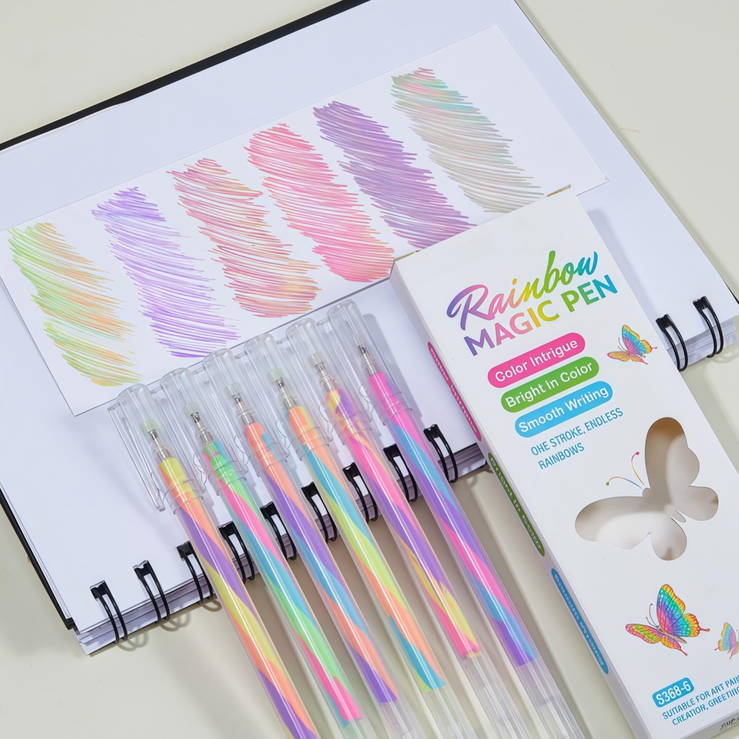 

6/18Pcs Rainbow Magic Pens Multi-Color Pen Set Gradient Pens For Journaling Usedfor Art Drawing, Doodling, Greeting Card Diy