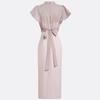 French Stand-up Collar Mesh Small Flying Sleeves Splicing Pleated Hip Wrap Light Luxury Gentle Style Dress Dress
