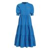 VONDA Summer Women's Ruffled Long Dress Puff Short Sleeve Button Down Solid Color Casual Loose Maxi Dresses Plus Size