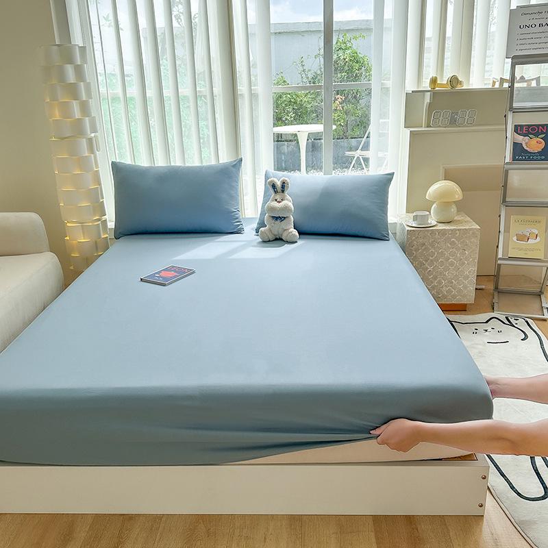 

Плоткая однотонная простыня на резинке из стиранного хлопка класса А: Класс «Мать и дитя», Летнее покрывало, 60 нитей, Имитация чистого хлопка 90x200 cm - Fitted Sheet Only (Dorm)