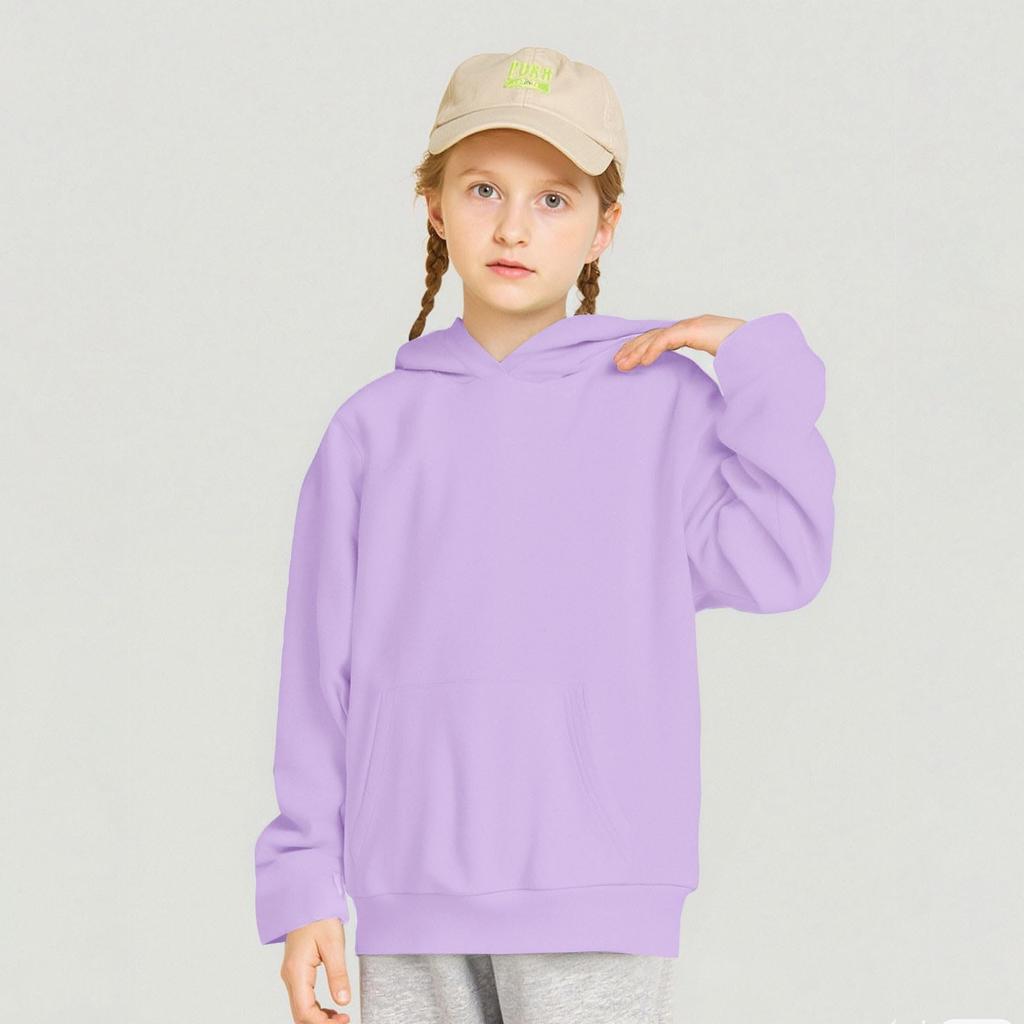 Kids Hooded Pullover Sweatshirt - Color Loose Fit Casual Top for Boys and Girls