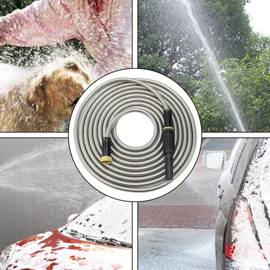 Furtun de grădină din oțel inoxidabil Conductă de apă extensibilă flexibilă anti-îndoire Furtun rezistent la intemperii cu rezistență la scurgeri