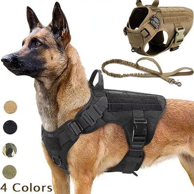 Arnés tipo chaleco y correa para perro táctico militar, chaleco de Entrenamiento para mascotas, hebilla de Metal ajustable, Material grueso para perros medianos y grandes
